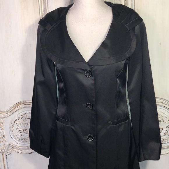 WANKO Cotton Blend Chic Unique Shawl Collar Long Sleeve Dress Coat Size 34 - Picture 4 of 15